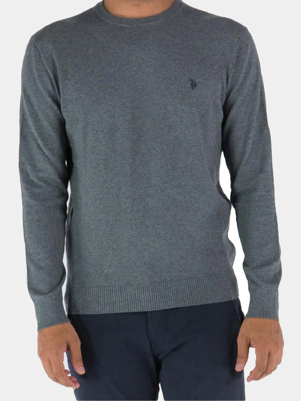 Us Polo Assn Maglia Girocollo Cotone e Cachemere Grigio