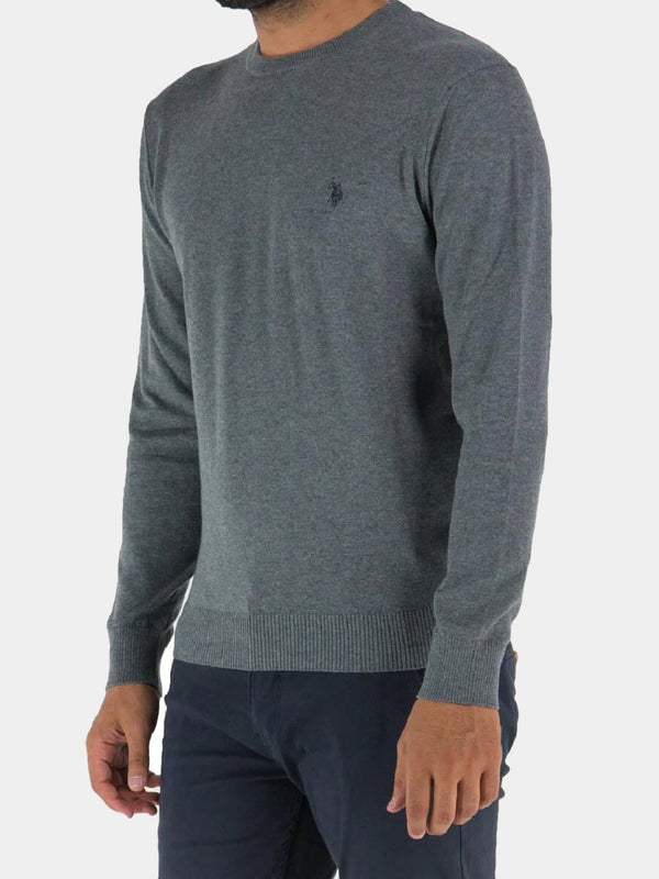 Us Polo Assn Maglia Girocollo Cotone e Cachemere Grigio