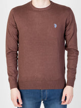 Us Polo Assn Maglia Girocollo Cotone e Cachemere Tabacco