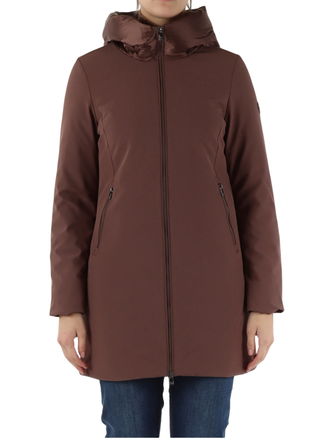 Giubbino Lungo con Cappuccio in Softshell Nero Mire 3.0 Marrone