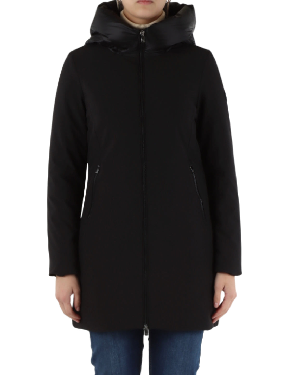 Giubbino Lungo con Cappuccio in Softshell Nero Mire 3.0 Nero