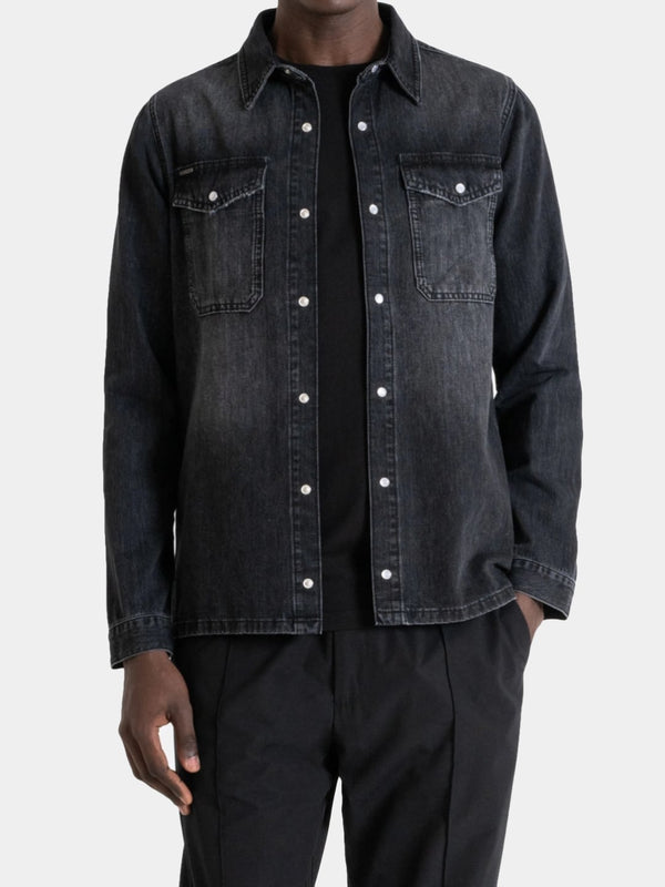 Antony Morato Camicia Regular Fit In Denim Nero