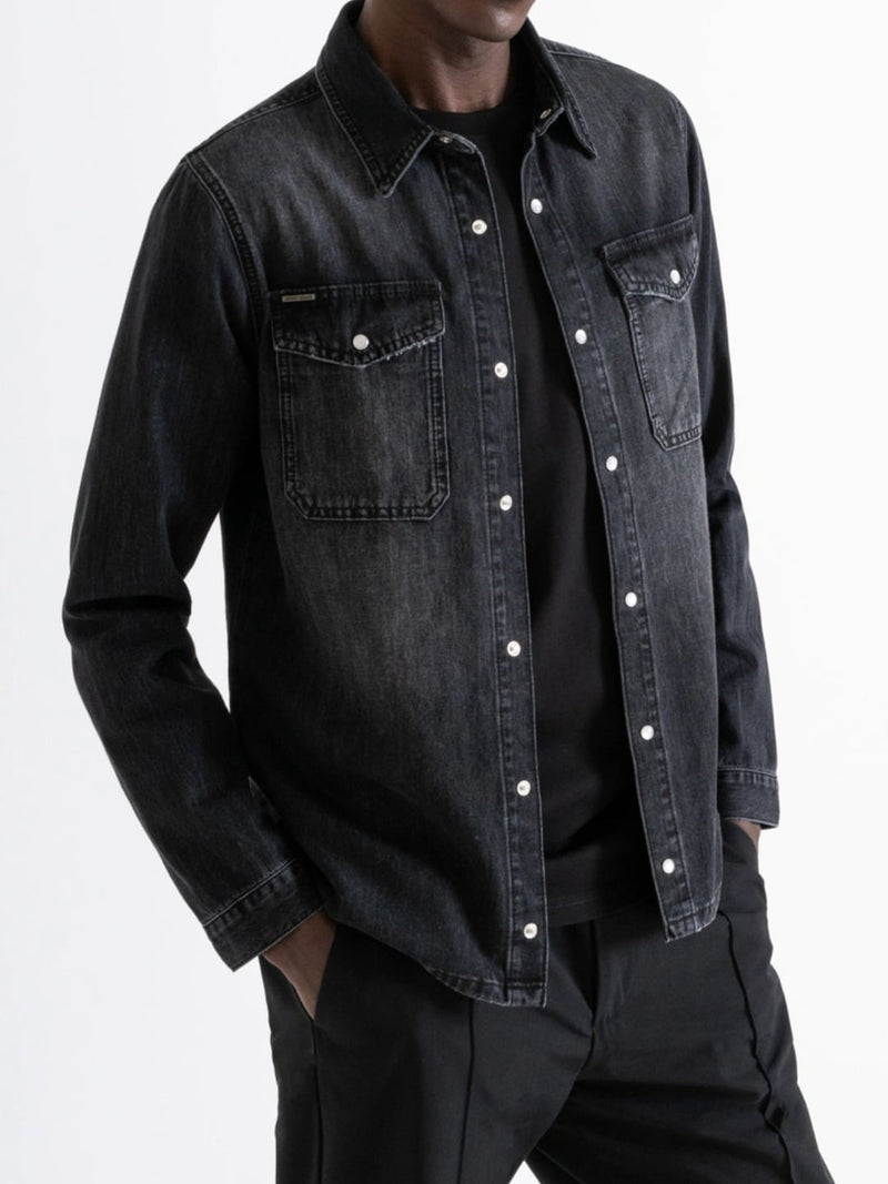 Antony Morato Camicia Regular Fit In Denim Nero