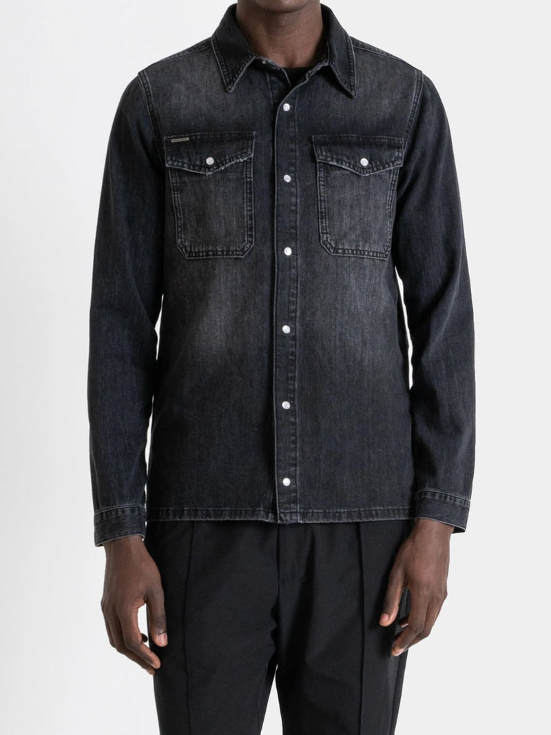 Antony Morato Camicia Regular Fit In Denim Nero