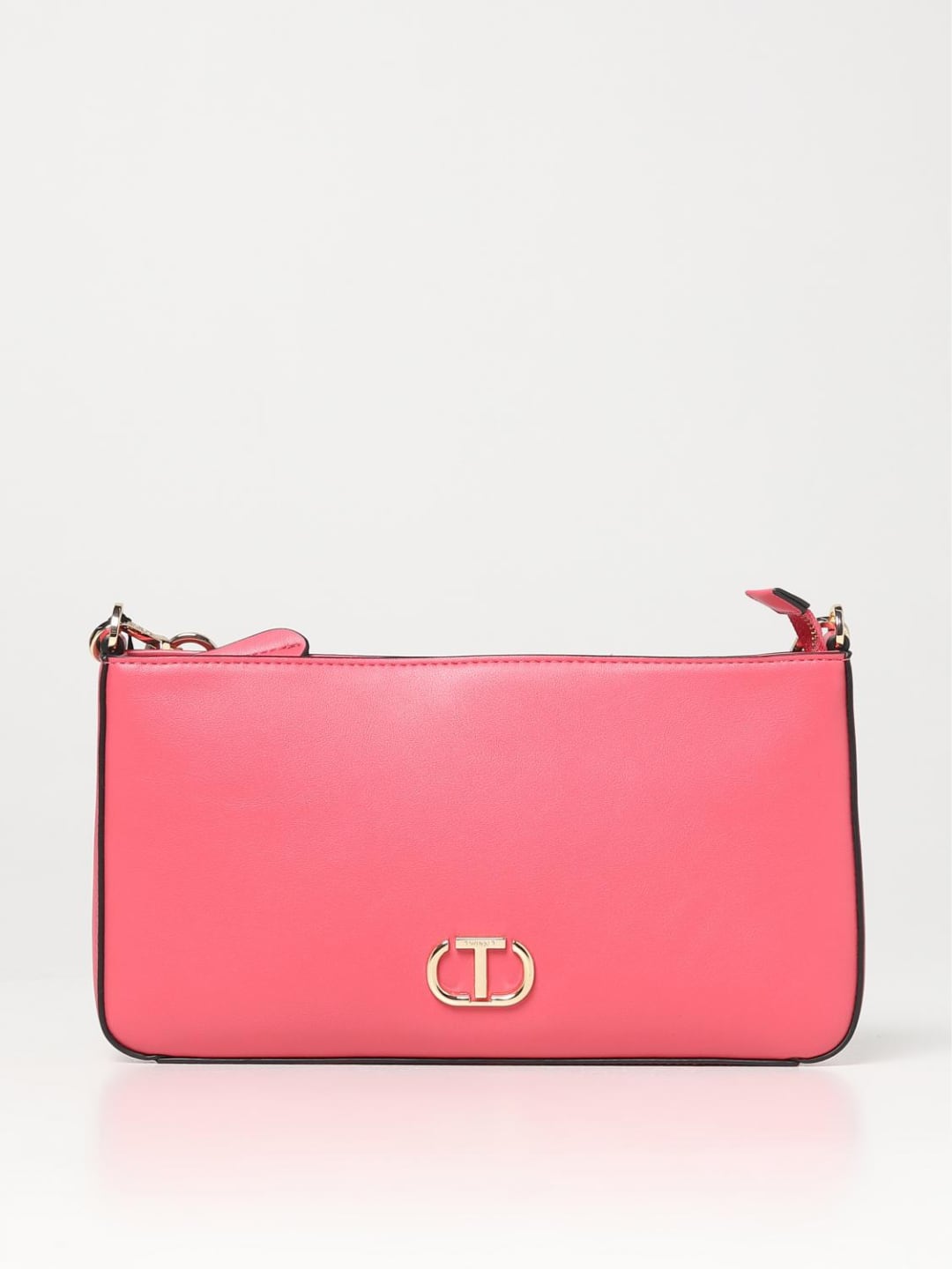 Twinset Clutch con logo Oval T Fuxia