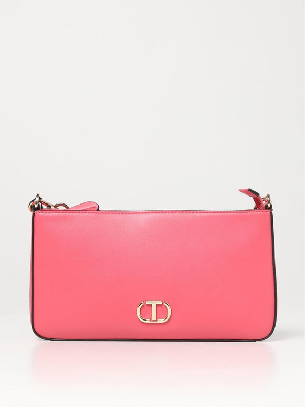 Twinset Clutch con logo Oval T Fuxia