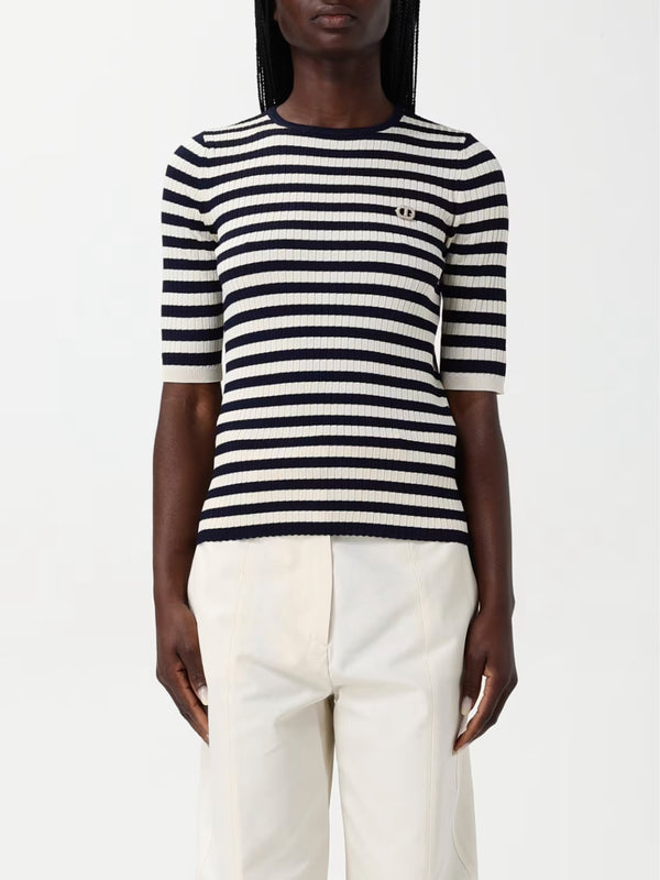 Twinset Maglia a righe con maniche corte Neve - Blue Night