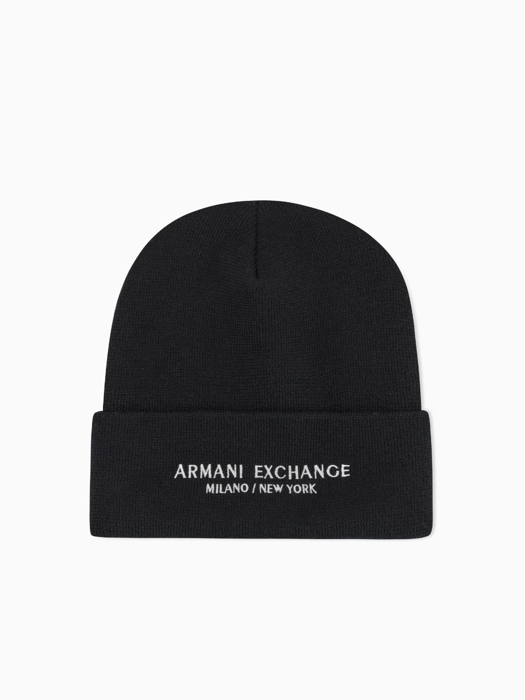 Armani Exchange Berretto di Lana da Uomo con Ricamo Logo Deep Navy
