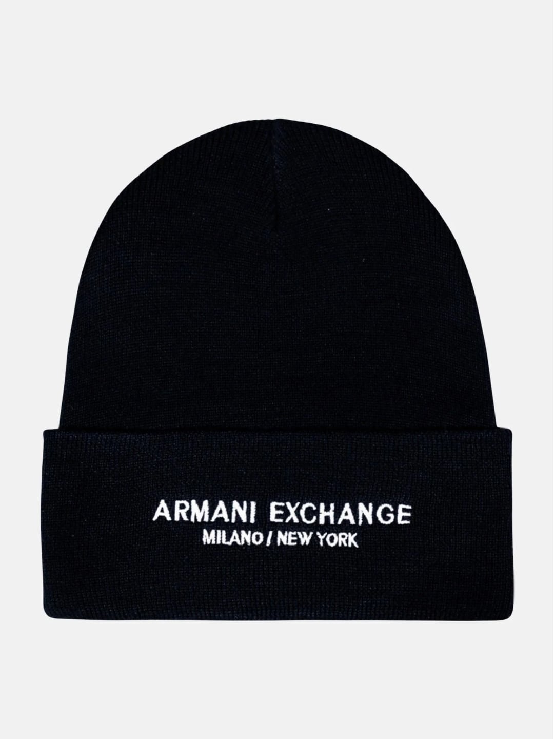 Armani Exchange Berretto di Lana da Uomo con Ricamo Logo Nero